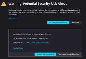 Majoritatea browserelor web alertează utilizatorul atunci când vizitează site-uri care au certificate de securitate nevalide.