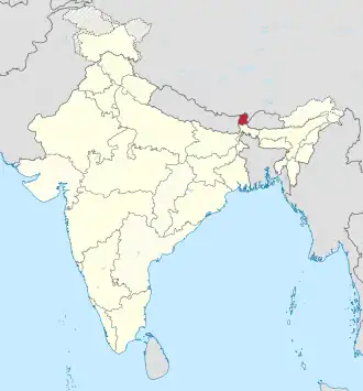 Poziția regiunii Sikkim