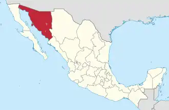 Poziția localității Sonora