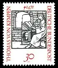Marcă poştală emisă de serviciile poştale ale Republicii Federale Germania, în 1971, dedicată lui Thomas a Kempis