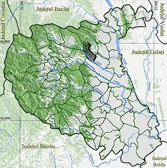 Amplasarea în cadrul județului