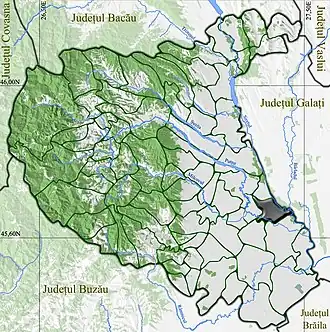 Amplasarea în cadrul județului