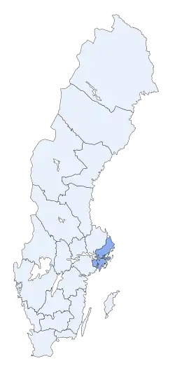 Poziția regiunii Stockholms län