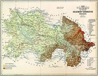 Poziția localității Comitatul Sătmar (Szatmár)
