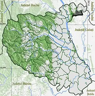 Amplasarea în cadrul județului