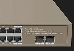 Tenda TEG1126P-24-410W un switch cu două combo. Portul 23 și SFP1 fac parte dintr-un combo, iar portul 23 are prioritate și portul 24 și SFP2 fac parte dintr-un combo, iar portul 24 are prioritate.