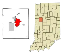 Poziția localității Lafayette, Indiana