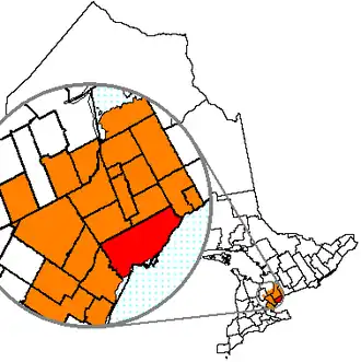 Poziția localității Toronto