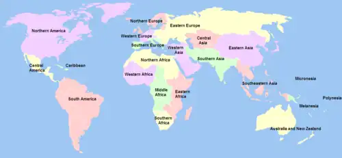 Regiunile geografice după criteriile ONU