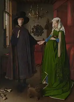 Portretul Soților Arnolfini; de Jan van Eyck; 1434; ulei pe lemn; 82,2 x 60&nbsp;cm; National Gallery (Londra)