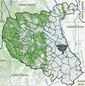 Amplasarea în cadrul județului