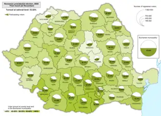 Distribuția geografică a prezenței la vot în primul tur