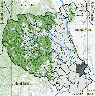 Amplasarea în cadrul județului