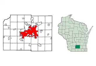 Localizarea orașului Madison în  Comitatul Dane, Wisconsin