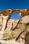 Jabal Umm Fruth Rock Bridge is one of several rock bridges in Jordan's Wadi Rum