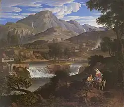 Joseph Anton Koch, Waterfalls at Subiaco 1812–1813, peisaj "clasic" pentru pictura istorică