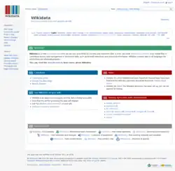 Screenshot of Wikidata's Main page