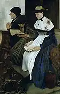 Trei Femei în Biserică; de Wilhelm Leibl; 1882; ulei pe lemn de mahon; înălțime: 113&nbsp;cm, lățime: 77&nbsp;cm; Kunsthalle Hamburg (Germany)