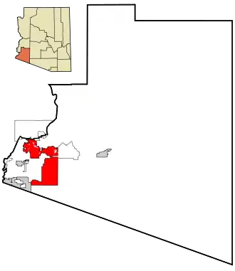 Poziția localității Yuma, Arizona