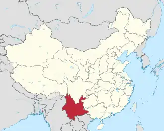 Poziția provinciei Yunnan