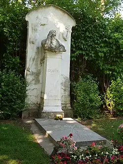 Mormântul lui Brahms, Zentralfriedhof, Viena  (desingnul gravării aparține lui Horta)