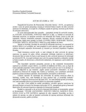 Act de acuzare nr.&nbsp;1343 din 1953, împotriva rezistenților anticomuniști legionari, parașutați și capturați în România, și a susținătorilor lor.