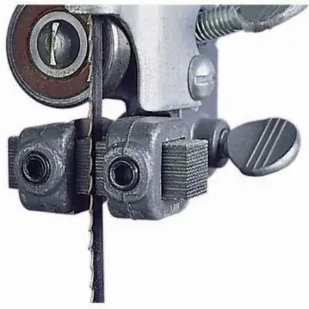 Guide blocks on a band saw