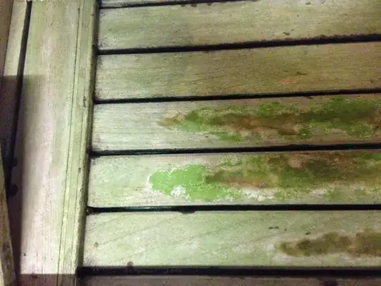 Underneath of table top with mildew