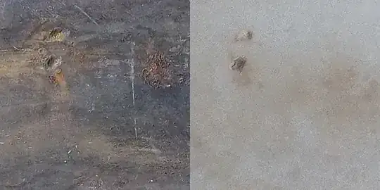 Natural hone before and after cleaning