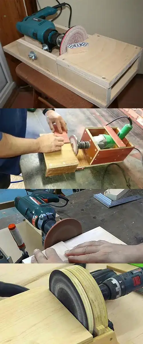 Drill-powered disk sanders