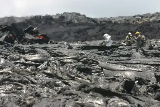 geologist near lava