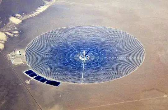 Crescent Dunes Solar Energy Project as seen from an airliner