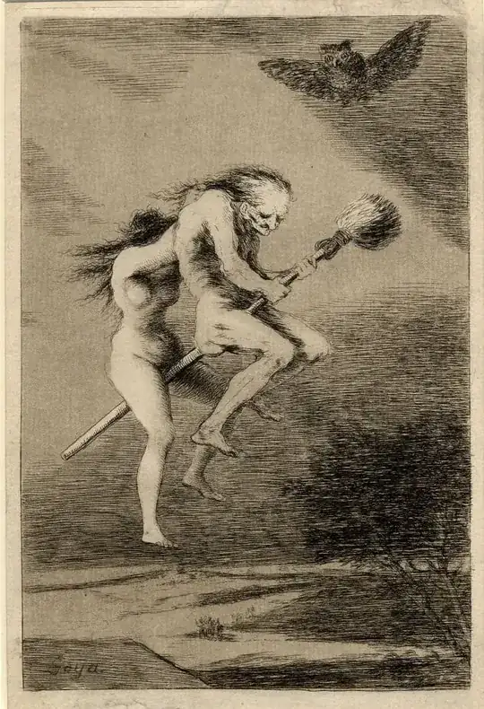 witches on a broomstick, Goya