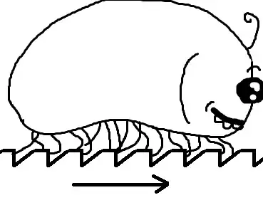 Fran walking forward along the floor ridges