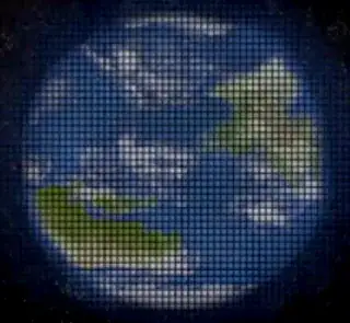 Artist's impression of the image returned by a gravitational lensing optical telescope, showing 25km scale surface features