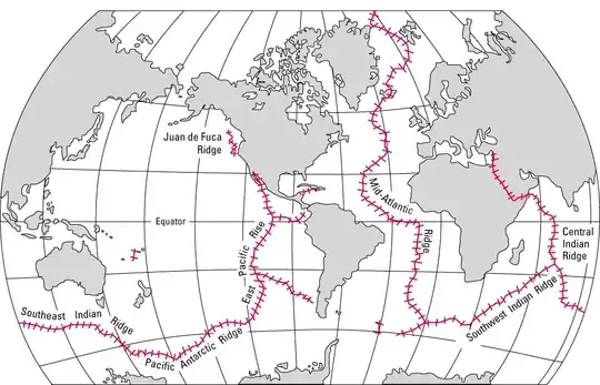 Mid-ocean ridge map