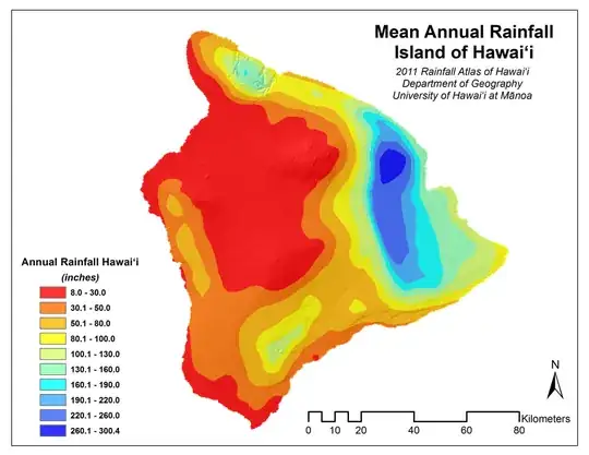 Map of Hawaii Rainfall