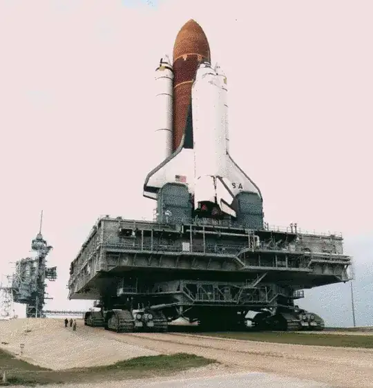 crawler-transporter carrying a space shuttle