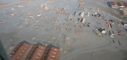 villarge covered by mud