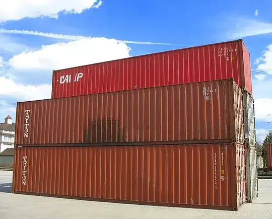 A stack of 40-foot intermodal containers