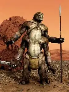 green–martian –esque — bulky and ruddy — anterior — full body