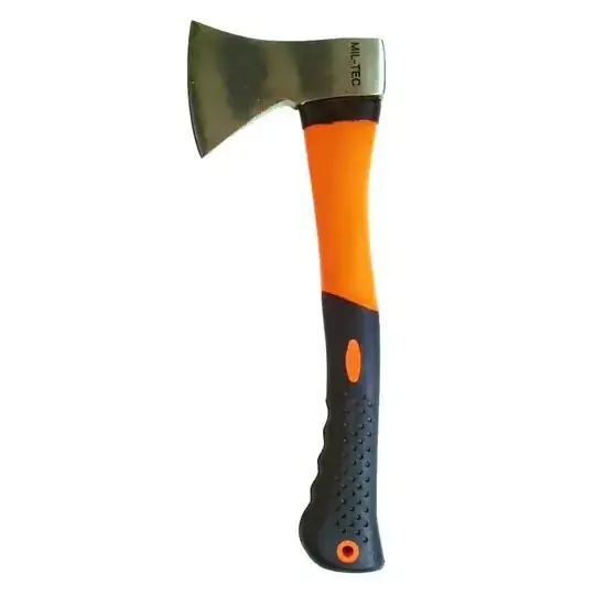 Bright orange camping/hiking axe