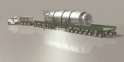 An SMR loaded on the back of a tractor trailer