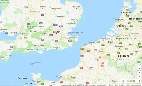 Map showing roads drawn over scale