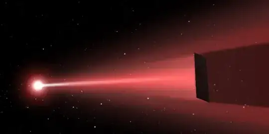 A ship with a solar sail being driven by a laser