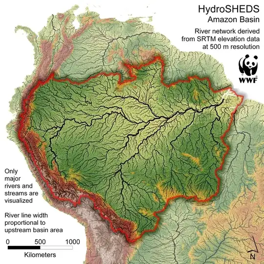 Map of the amazon basin