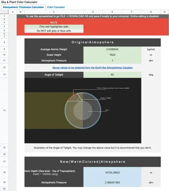 Calculator for atmospheric composition
