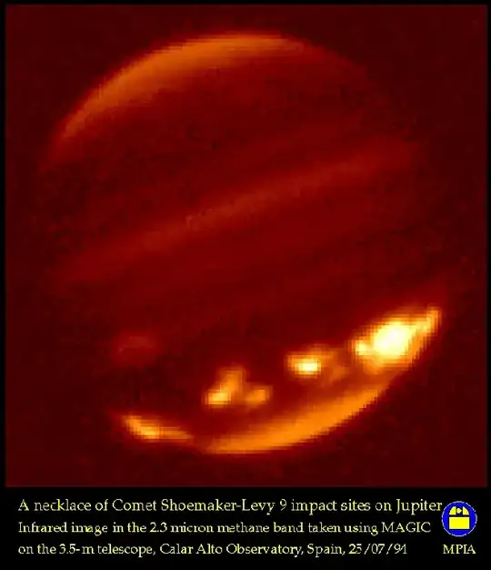 Basically nothing (comet Shoemaker Levy impacts Jupiter)