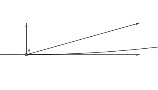 An arc with 3 vectors going from one point.