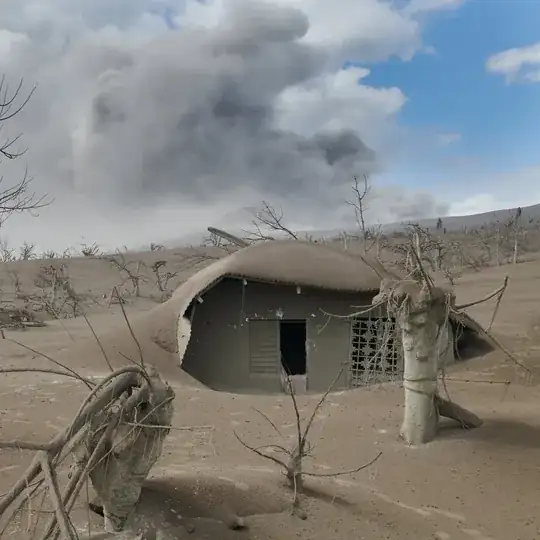 60 centimeters of ash.